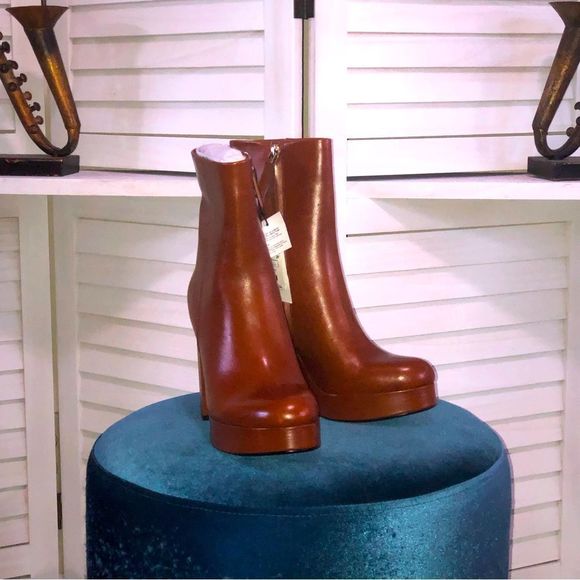 Zara Shoes - NWT Zara brown leather platform ankle boots sz 9 40